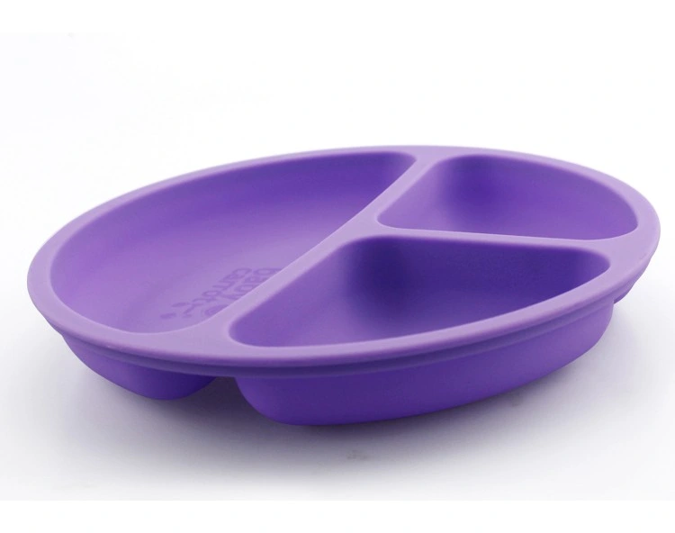 3-Compartments Candy Color Melamine Plastic Kids Dinner Dish, Candy Color Partition Dish Silicone Dinner Plate