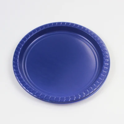 Piatto rotondo colorato blu PS monouso in plastica all'ingrosso di vendita calda per feste o cene