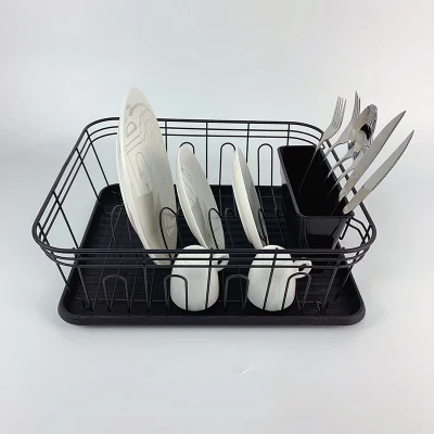 Stendino per piatti da cucina con vassoio in plastica per organizer per utensili
