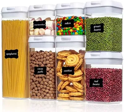 Set di contenitori da cucina Barattoli di plastica trasparente per snack Barattoli di stoccaggio per cereali Cucina Conservazione di alimenti freschi