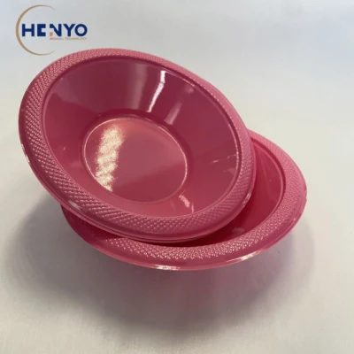 Piatto ovale in plastica ecologica per uso alimentare con disco tondo rosa, piatto ovale per pasta